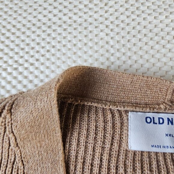 Old Navy Womens Ribbed Open-Front Cardigan Sweater Xxl Light Brown Cotton Blend - Picture 5 of 12